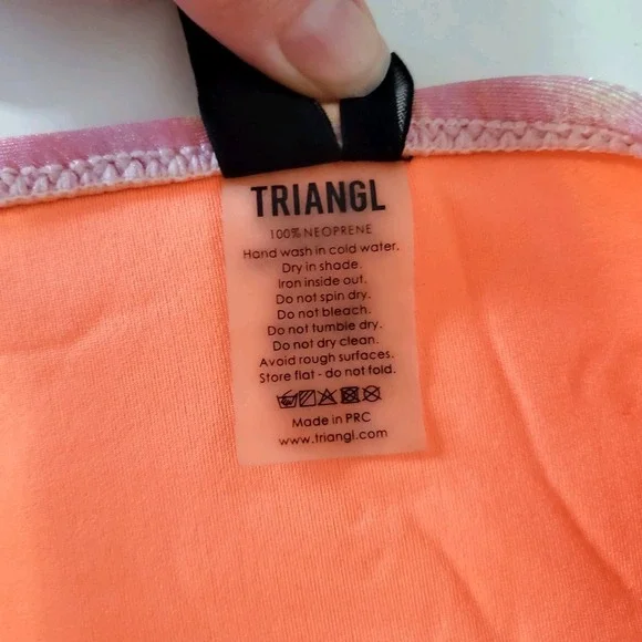 TRIANGL Women's Small Swim Bikini Bottoms Tie Dye Pink Orange Neon Neoprene - Picture 4 of 8